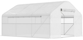 Outsunny Estufa tipo Túnel de Jardim 4x3x2 m Estufa de Exterior com 2 Janelas Cobertura PE Anti UV e 1 Porta de Enrolar Branco | Aosom Portugal