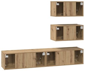 Conjunto de móvel de TV 4 pcs carvalho artisiano