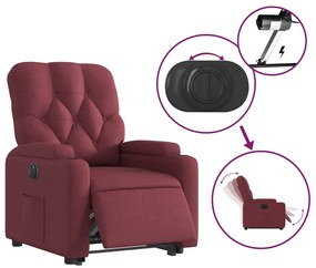 Poltrona reclinável elevatória elétrica tecido vermelho-tinto