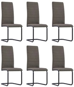 vidaXL Cadeiras de jantar cantilever 6 pcs tecido cinzento-acastanhado
