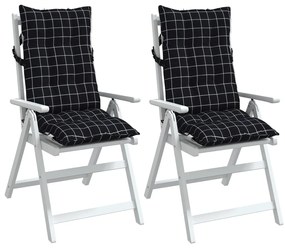 Almofadões cadeira encosto alto 2pcs tecido oxford xadrez preto
