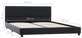 Estrutura de cama 140x200 cm couro artificial preto