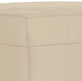 Apoio de pés 70x55x41 cm tecido de microfibra cor creme