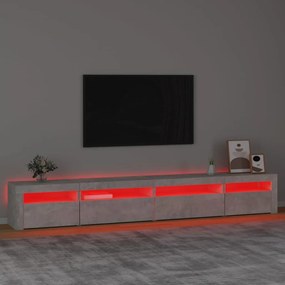 Móvel de TV com luzes LED 270x35x40 cm cinzento cimento