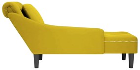 Chaise lounge c/almofada/apoio de braços direito veludo amarelo