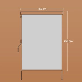 Toldo vertical com revestimento em PU 2,5 x 1,6 m cinzento