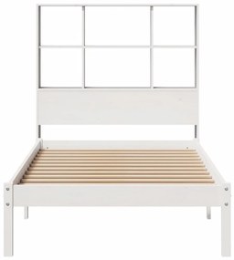 Cama com estante sem colchão 90x200 cm pinho maciço branco