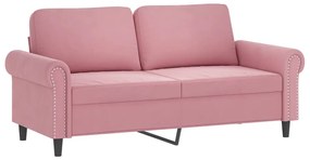 Sofá 2 lugares c/ almofadas decorativas 140 cm veludo rosa