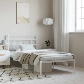 Estrutura de cama com cabeceira 100x200 cm metal branco