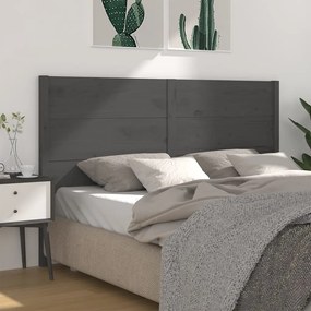 vidaXL Cabeceira de cama 206x4x100 cm pinho maciço cinzento