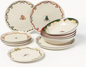Conjunto de loiça de Natal Cutemas, 4 pessoas, conjunto de 12