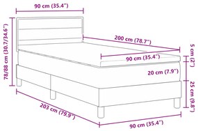 Cama Box com Colchão Castanho 90x200 cm Tecido