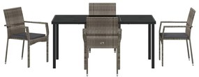 Conjunto de Cadeiras de Jardim de 4 com almofada 5 pcs Cinzeto
