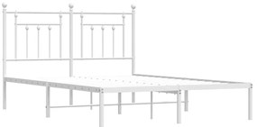 Estrutura de cama com cabeceira 150x200 cm metal branco