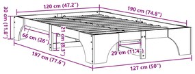 Estrutura de Cama Branca Madeira Maciça 120 x 190 cm