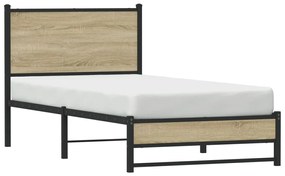 Estrutura de cama sem colchão 75x190 cm metal carvalho sonoma