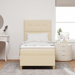 Cama Box Spring com Colchão Creme 80x200 cm Tecido
