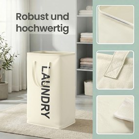 Cesto de roupa suja dobrável, 80 L 40 x 30 x 68 cm Branco creme
