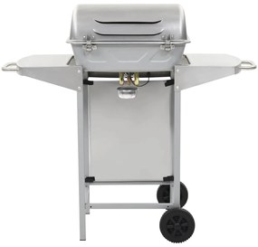 Grelhador a gás com 2 zonas de cozinhar aço inoxidável prateado