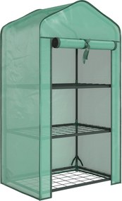 Outsunny Estufa de jardim com 3 prateleiras, estufa de varanda, cobertura reforçada em PE, estrutura em aço, 59 x 39 x 127 cm, verde | Aosom Portugal