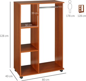 Guarda roupa aberto 80 x 40 x 128 cm Painéis de aglomerado Cor nogueira