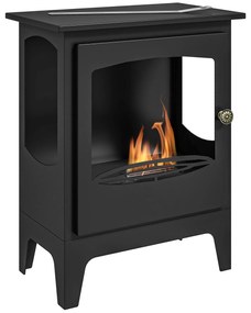 HOMCOM Lareira de Etanol 7000BTU Lareira de Bioetanol de Aço com Apagador de Aço Inoxidável Depósito de 1,2L Tempo de Combustão 3h para Interiores 20-25 m² 39x26x54 cm Preto