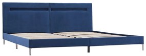 Estrutura de Cama Vars com Luzes LED - 160x200 cm - Tecido - Azul - De