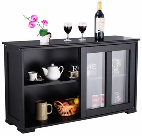 Aparador de cozinha Armário de arrumação com 2 Estantes 2 Portas 106 x 33 x 62,5 cm Preto