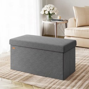Banco dobrável em cordão macio com espaço de arrumação 76 x 38 x 38 cm Antracite