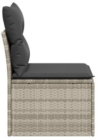 Sofá de jardim sem braços com almofadões vime PE cinzento claro