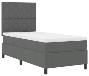 Cama com colchão e LED em cinza escuro, 100 x 200 cm de tecido