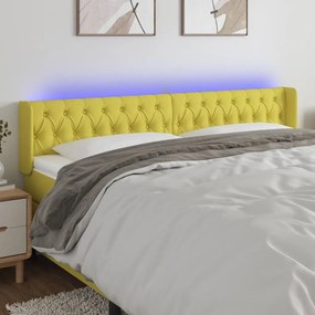 vidaXL Cabeceira de cama c/ luzes LED tecido 203x16x78/88 cm verde