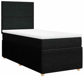 Cama com molas/colchão 90x190 cm tecido preto