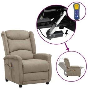 vidaXL Poltrona elevatória de massagens tecido microfibra cinza-claro