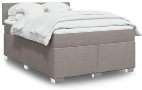 vidaXL Cama com molas/colchão 160x200 cm tecido castanho-acinzentado