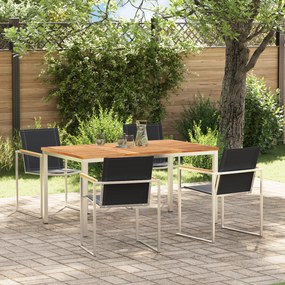 Conjunto de Jantar para Jardim vidaXL 5 Peças Madeira Sólida de Teca