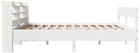 Cama sem colchão 200x200 cm madeira de pinho maciça branco