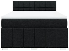 Cama com molas/colchão 140x190 cm tecido preto