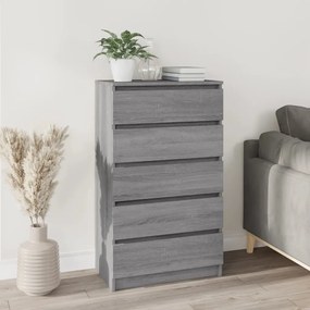 vidaXL Armário de gavetas 60x36x103 cm deriv. madeira cinzento sonoma