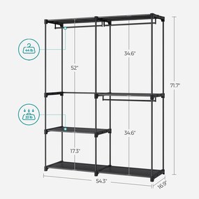 Guarda Roupa aberto 43 x 138 x 182 cm Preto