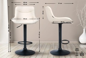 Banco alto em couro sintético com estrutura preta 85-106 x 49 x 51 cm cor creme