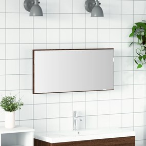 Armário de Espelho de Banheiro vidaXL com Luz LED Carvalho Castanho 80x37 cm