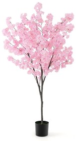 Cerejeira artificial 190 cm de altura Planta de flores sintéticas com 1170 flores cor-de-rosa Vaso de plantas Decoração de escritório em casa