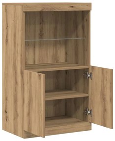 Sideboard vidaXL com luzes LED Carvalho Artesanal 60x37x100 cm
