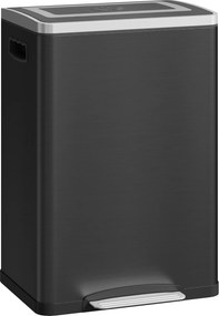 HOMCOM Balde de Lixo de Cozinha com 2 Compartimentos 2x20 L Pedal Tampa com Fecho Suave 40x34,8x59 cm Preto | Aosom Portugal