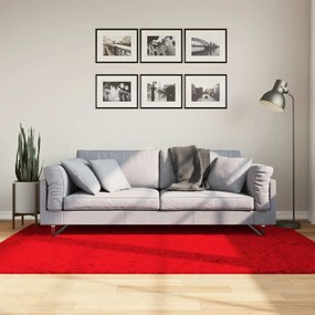 vidaXL Tapete pelo curto macio e lavável HUARTE 140x200 cm vermelho