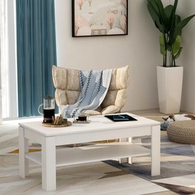 vidaXL Mesa de centro 110x60x47 cm contraplacado branco