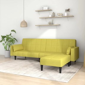 Sofá-cama 2 lug. c/ 2 almofadas/apoio de pés tecido verde