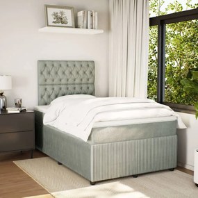 Cama boxspring com colchão 120x190 cm veludo cinzento-claro