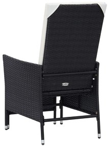 3 pcs conjunto lounge para jardim c/ almofadões vime PE preto
